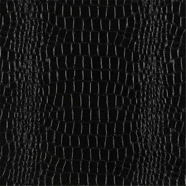 Fine-Line 54 in. Wide Black; Shiny Alligator Upholstery Faux Leather FI266549